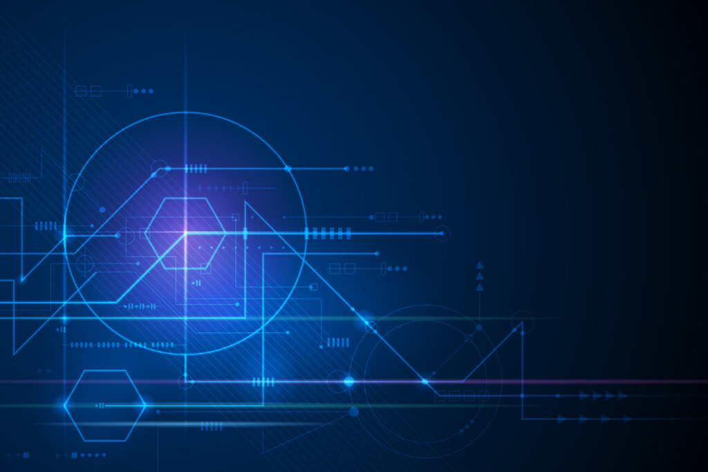 illustration abstract background, circuit board or motherboard. vector design for abstract technology, communication, futuristic. hi tech digital concept on dark blue background