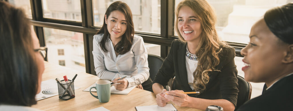 diverse businesswoman leaders in office meeting room