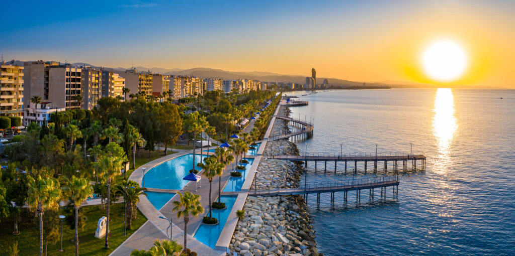 republic of cyprus. limassol. sunrise over the mediterranean sea