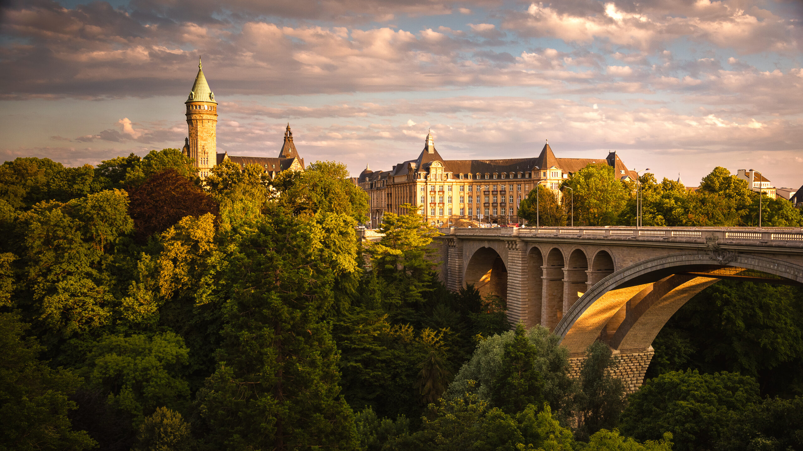 luxembourg city at sunset