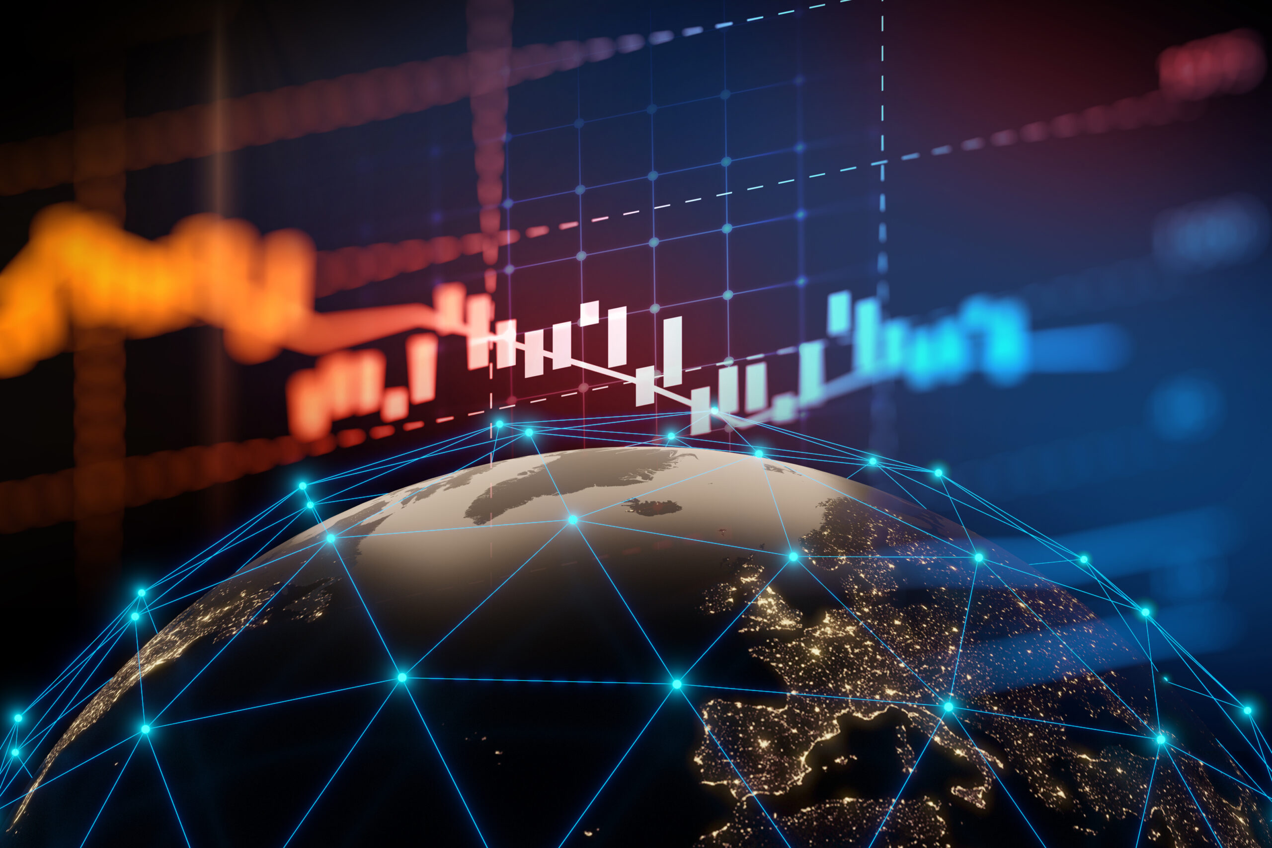 financial graph on technology abstract background
