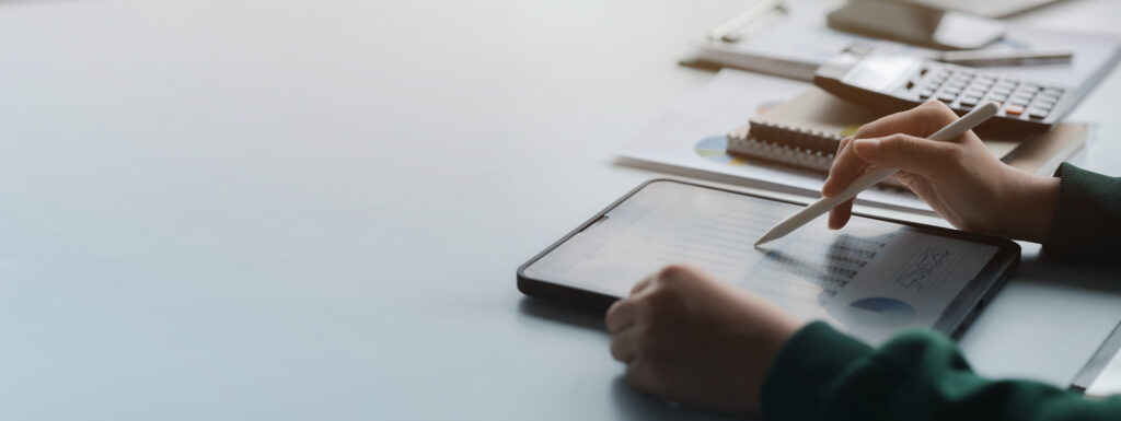 business men are looking at the company's financial documents on